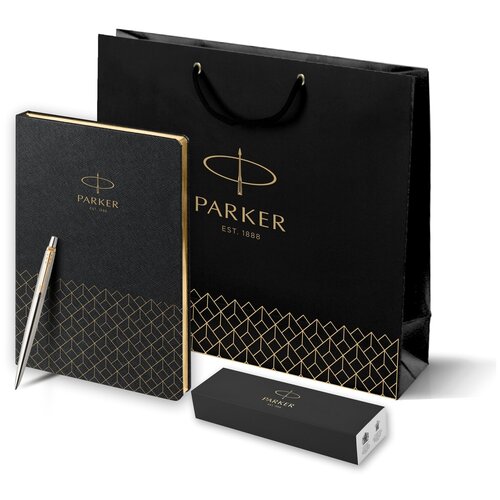 Подарочный набор: Шариковая ручка Parker Jotter Essential, St. Steel GT и ежедневник с логотипом