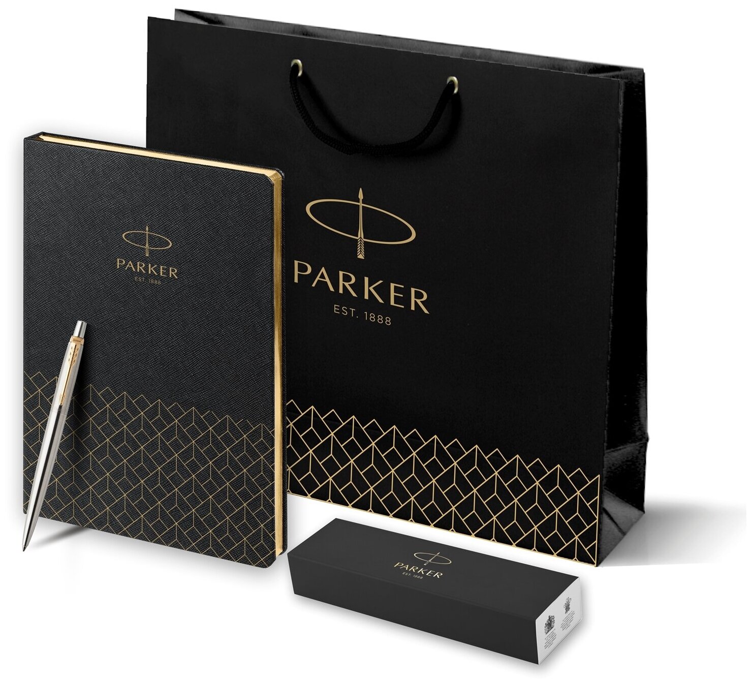 Подарочный набор: Шариковая ручка Parker Jotter Essential, St. Steel GT и ежедневник с логотипом