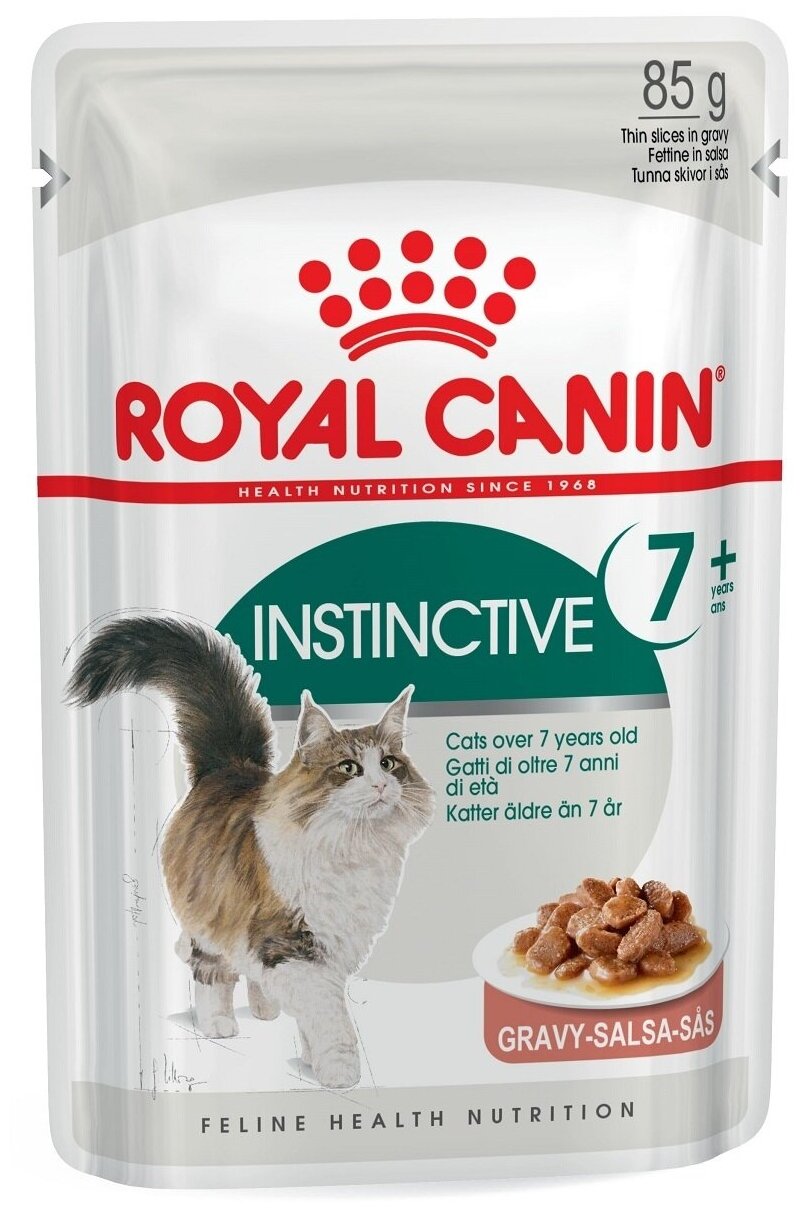 Влажный корм для пожилых кошек Royal Canin Instinctive +7, с мясным ассорти 85 г (кусочки в соусе)