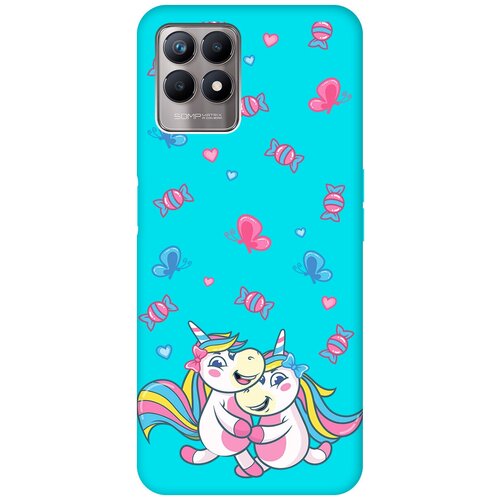 Матовый чехол Unicorns and Candies для Realme 8i / Рилми 8 ай с 3D эффектом бирюзовый силиконовый чехол с принтом unicorns and candies для realme 8 8 pro рилми 8 8 про