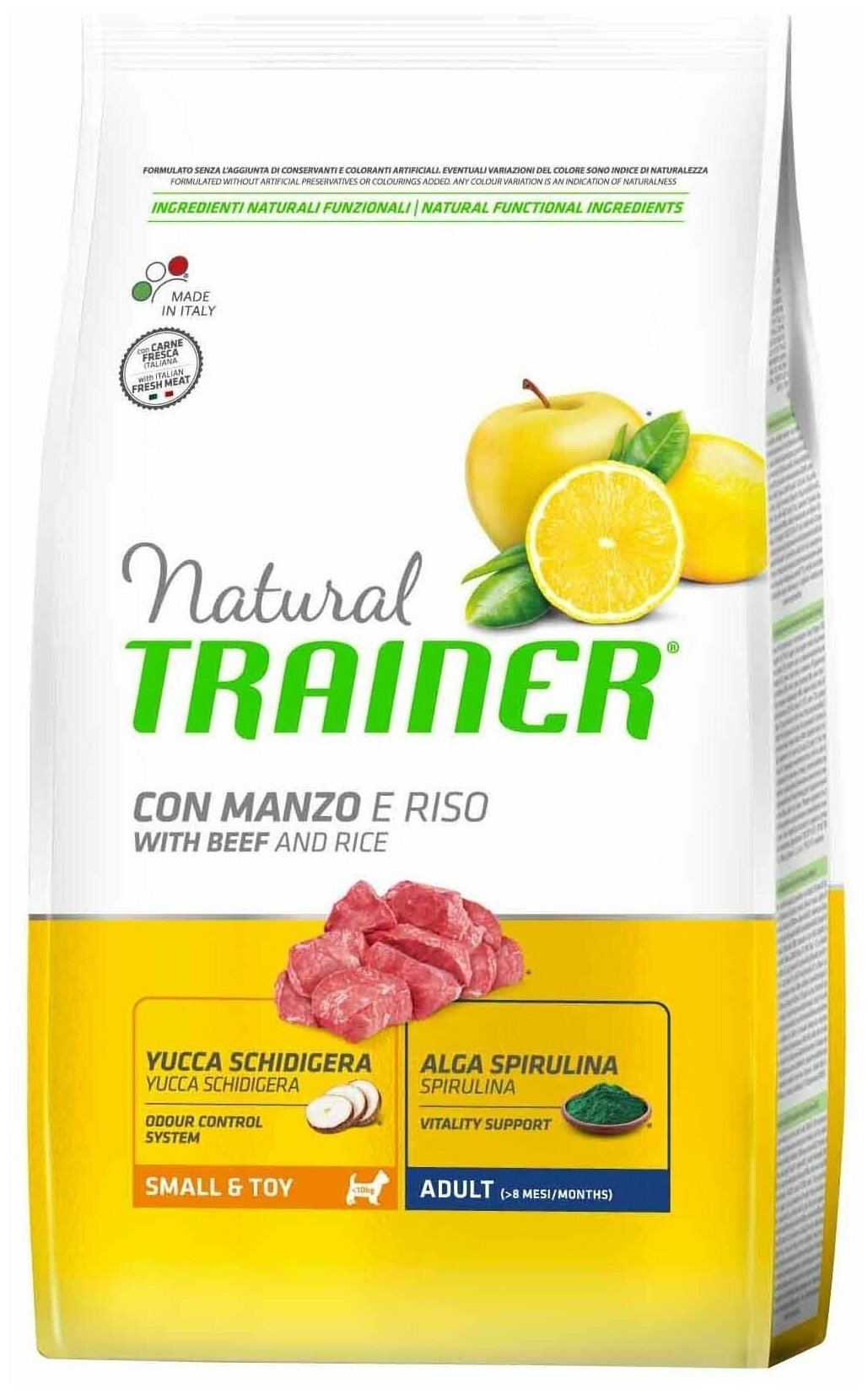 Trainer Natural Small and Toy сухой корм для взрослых собак мелких и миниатюрных пород с говядиной и рисом - 800 г