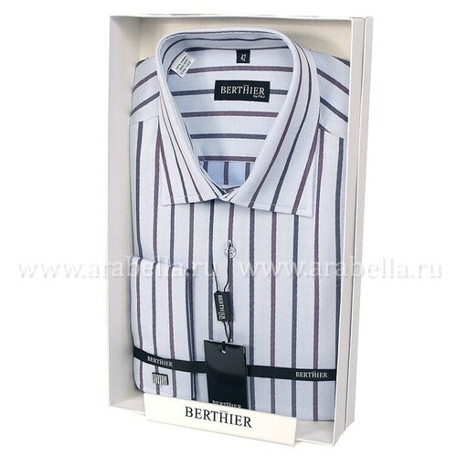 фото Рубашка мужская длинный рукав berthier napoli 74185/1, прямой силуэт / сlassic fit, цвет голубой, рост 174-184, размер ворота 40