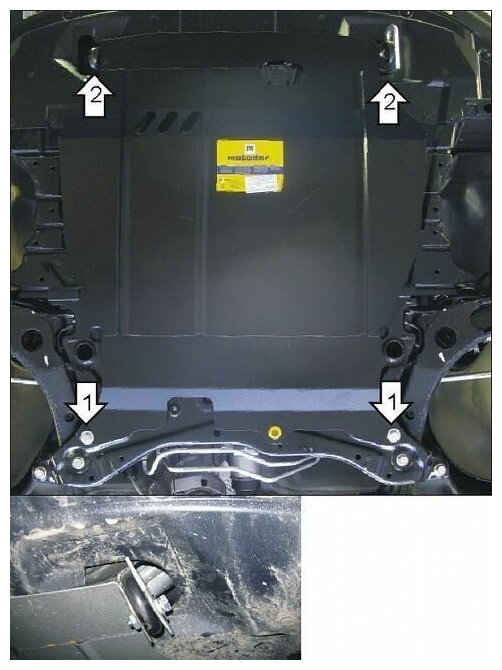 Защита картера и КПП Motodor для Ситроен С-кроссер 2007-2012 сталь 2мм арт: MO01324-1
