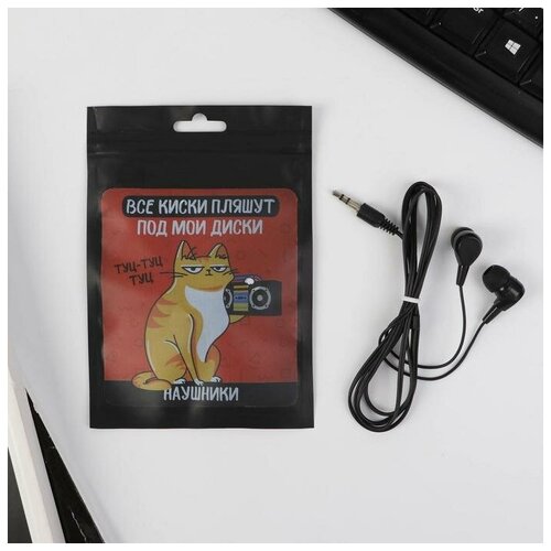 Наушники вакуумные в пакете Киски пляшут 10 x 15 см 18200₽