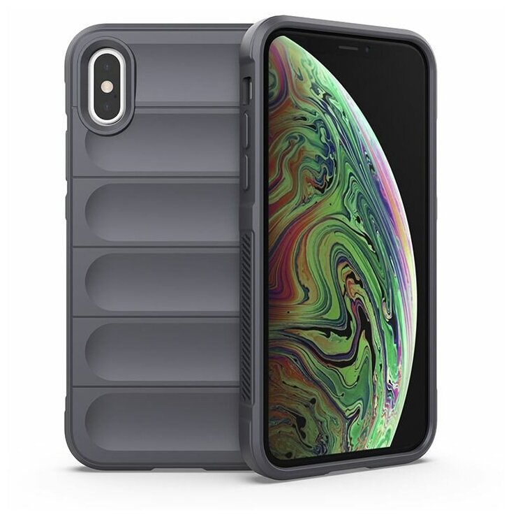 Противоударный чехол Flexible Case для iPhone X / XS серый