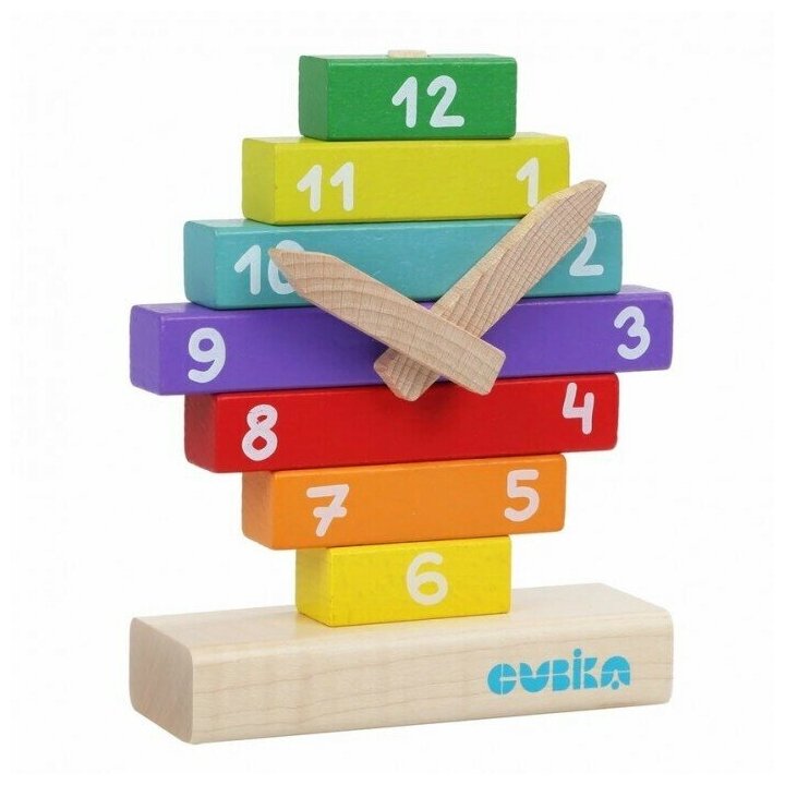 Конструктор деревянный "Часы", игрушка из дерева 14354C Cubika