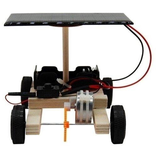 Деревянный конструктор с мотором Машинка на солнечной батарее