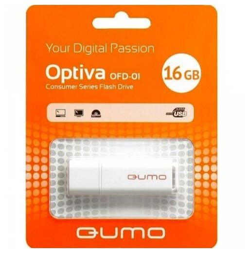 Флешка Qumo Optiva 01 16 Гб usb 2.0 Flash Drive - белая