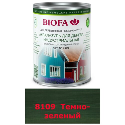 Аквалазурь для дерева, индустриальная Biofa 8101 (Биофа 8101) / 1 л. / темно-зеленый