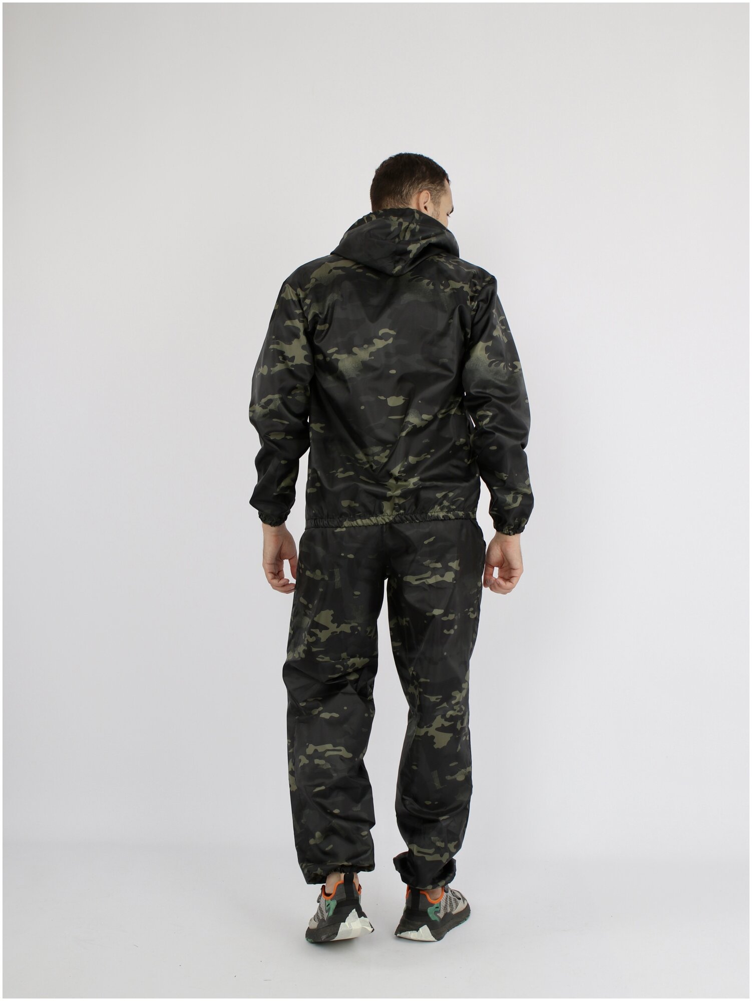 Ветровлагозащитный костюм для активного отдыха Prival, р-р 56-58, рост 182-188, чёрный + защитная расцветка НАТО