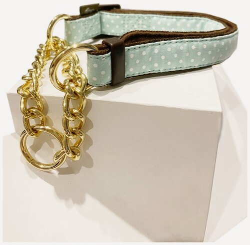 Изображение товара Ошейник-полуудавка Japan Premium Pet c позолоченной цепочкой гибридный в стиле эпохи наполеоновского амира, размер M