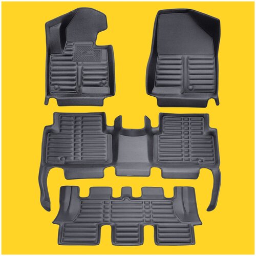 5D коврики для Hyundai Grand Santa Fe, 2012-2018, 7 мест. Большие. Высокие борта. Закрывают весь пол, лучше защищают. Для Хендай Гранд Санта Фе.