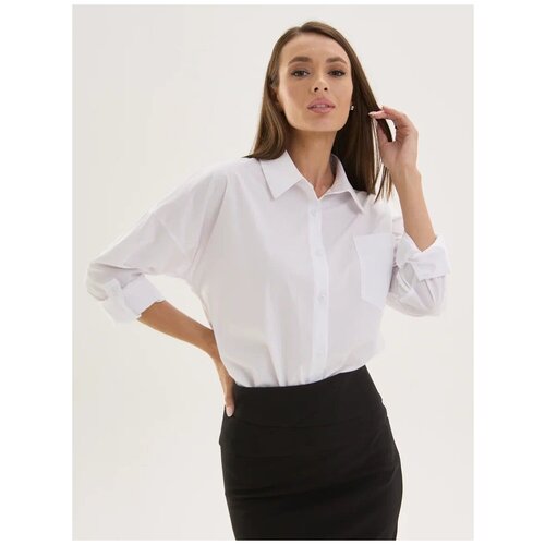 Блузка рубашка белая с длинным рукавом офисная для учебы