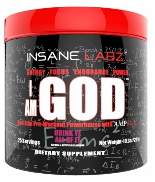 Предтренировочный комплекс Insane Labz I am God, 290гр. , Яблоко