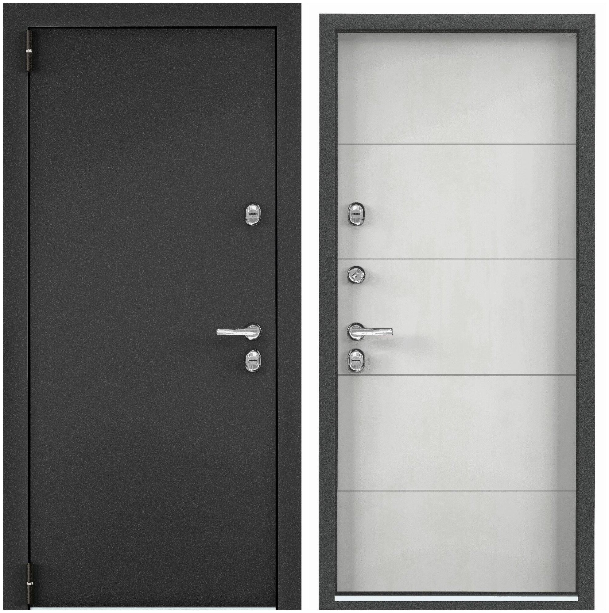 Дверь входная для дома Torex Village advanced 950х2050 левый, тепло-шумоизоляция, антикоррозийная защита замки 4-го и 3-го класса защиты, черный/серый