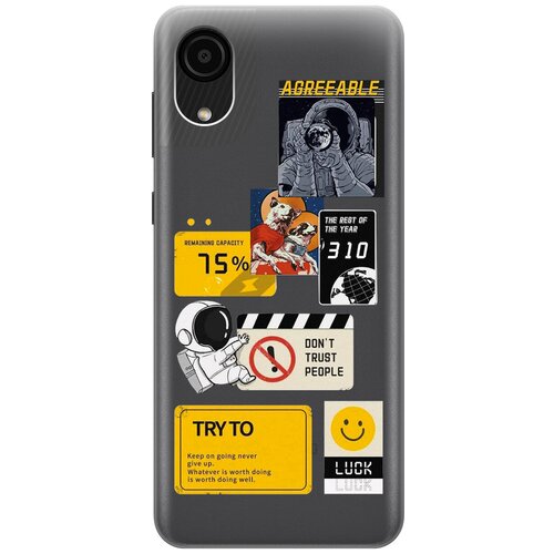 Силиконовый чехол с принтом Space Stickers для Samsung Galaxy A03 Core / Самсунг А03 Кор силиконовый чехол с принтом bts stickers для samsung galaxy a03 core самсунг а03 кор