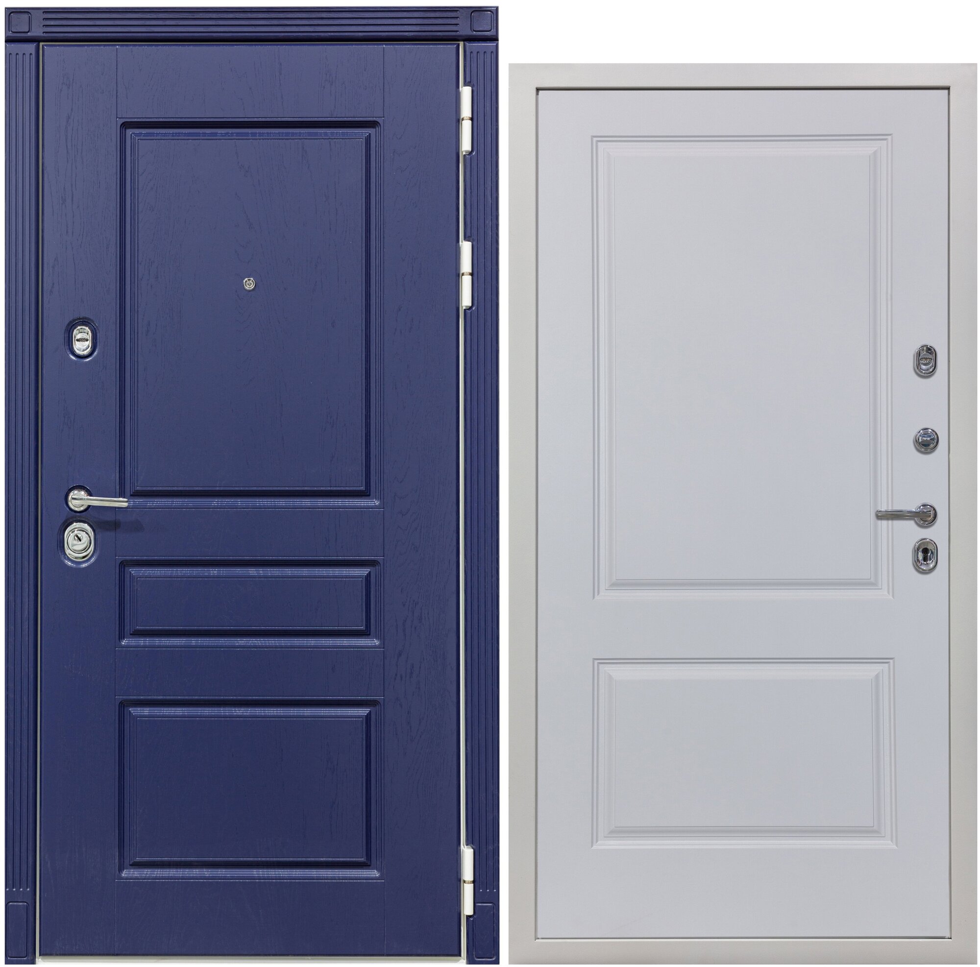 Дверь входная металлическая DIVA 45 2050x860 Правая Роял синий - Д7 Белый Софт, тепло-шумоизоляция, антикоррозийная защита для квартиры