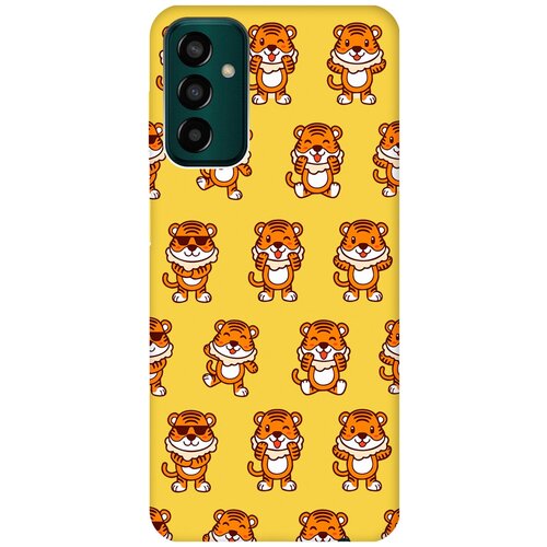 Матовый чехол Tigers Pattern для Samsung Galaxy M13 / Самсунг М13 с 3D эффектом желтый матовый чехол tigers pattern для samsung galaxy a24 самсунг а24 с 3d эффектом желтый