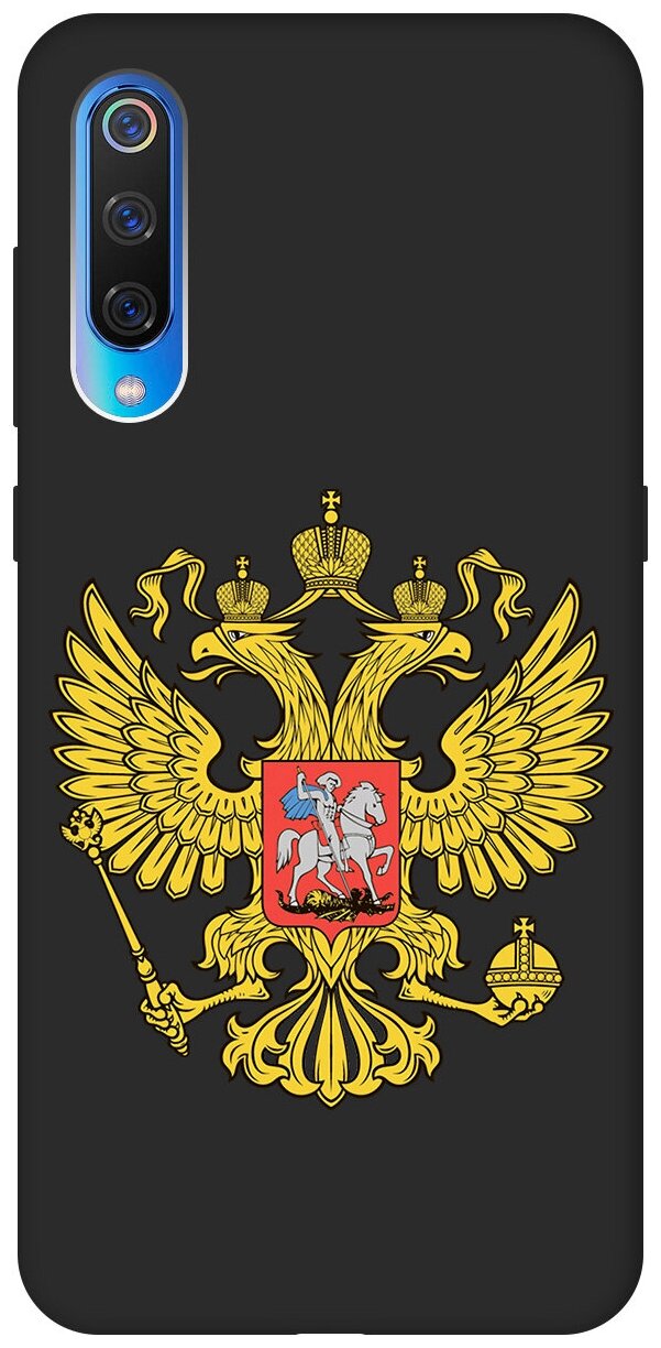Матовый Soft Touch силиконовый чехол на Xiaomi Mi 9 / Сяоми Ми 9 с 3D принтом "Patriot" черный