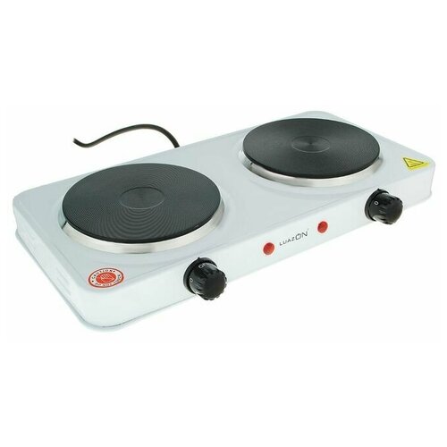 Плитка электрическая Luazon LHP-005 2 конфорки 2000 Вт нагреватель диск белая 243900₽