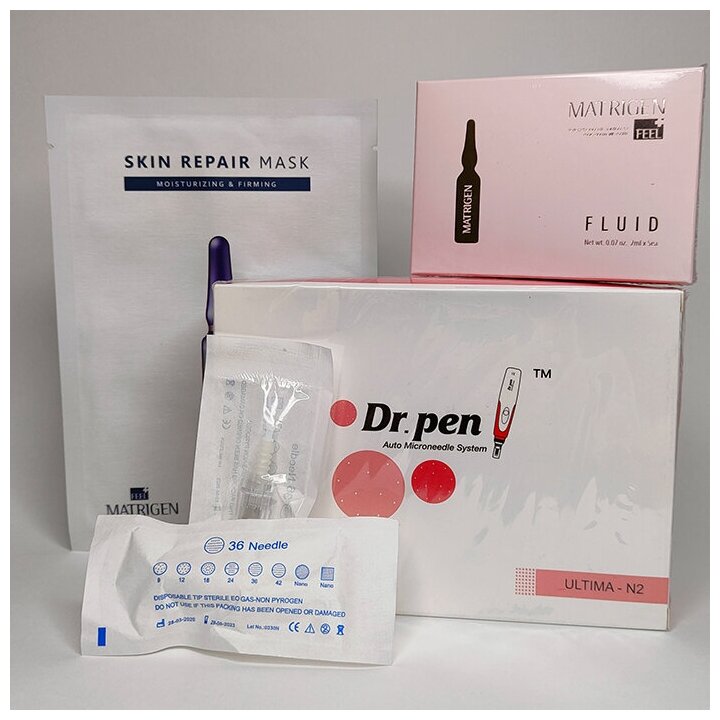 Dr. pen Стартовый набор для Мезотерапии дермапен ULTIMA-N2-W + картридж 36 игл + сыворотка флюид + маска