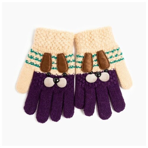 Перчатки детские цвет молочныйфиолетовый размер 15 6-7 лет 328₽