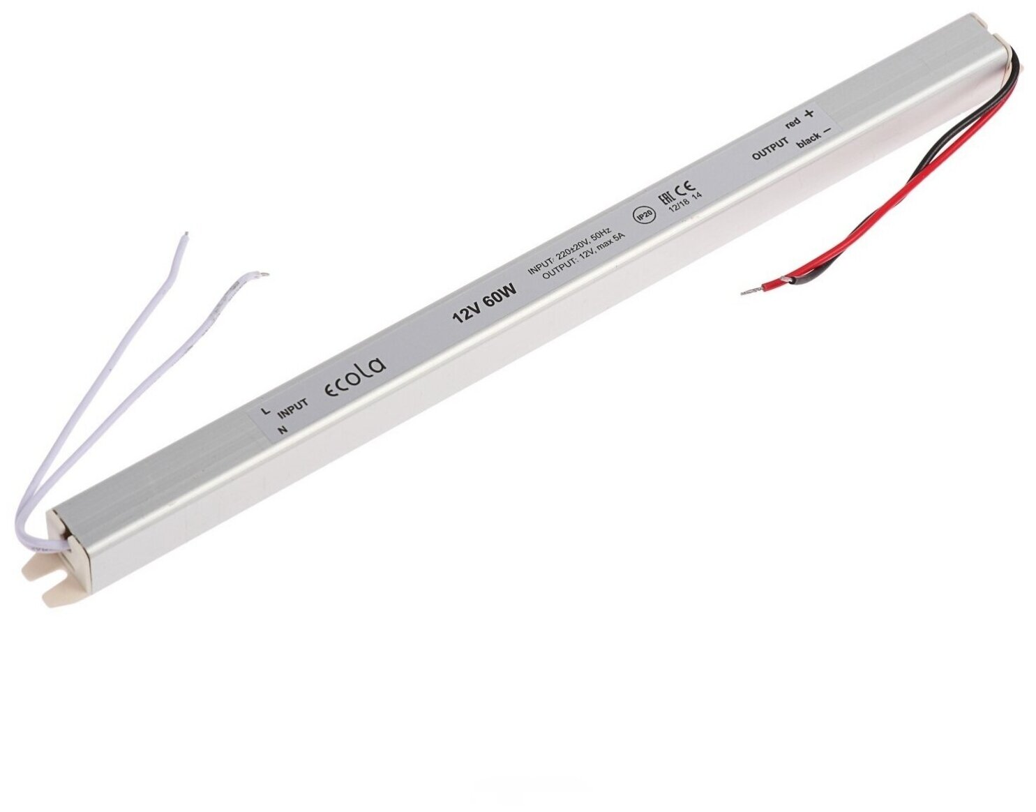 Блок питания для светодиодной ленты 12В 60Вт тонкий IP20 Ecola B2T060ESB