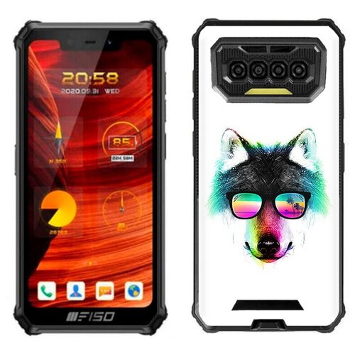 чехол mypads радужный волк детский для oukitel f150 r2022 задняя панель накладка бампер Чехол задняя-панель-накладка-бампер MyPads радужный волк для Oukitel F150 Bison 2021 противоударный