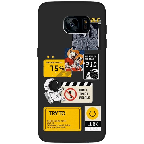 силиконовый чехол янтарные соты на samsung galaxy s7 edge самсунг с7 эдж Матовый чехол Space Stickers для Samsung Galaxy S7 Edge / Самсунг С7 Эдж с 3D эффектом черный