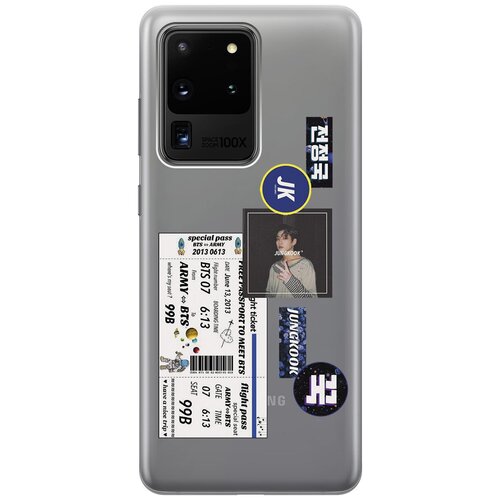 Силиконовый чехол с принтом BTS Stickers для Samsung Galaxy S20 Ultra / Самсунг С20 Ультра силиконовый чехол с принтом dream on для samsung galaxy s20 ultra самсунг с20 ультра