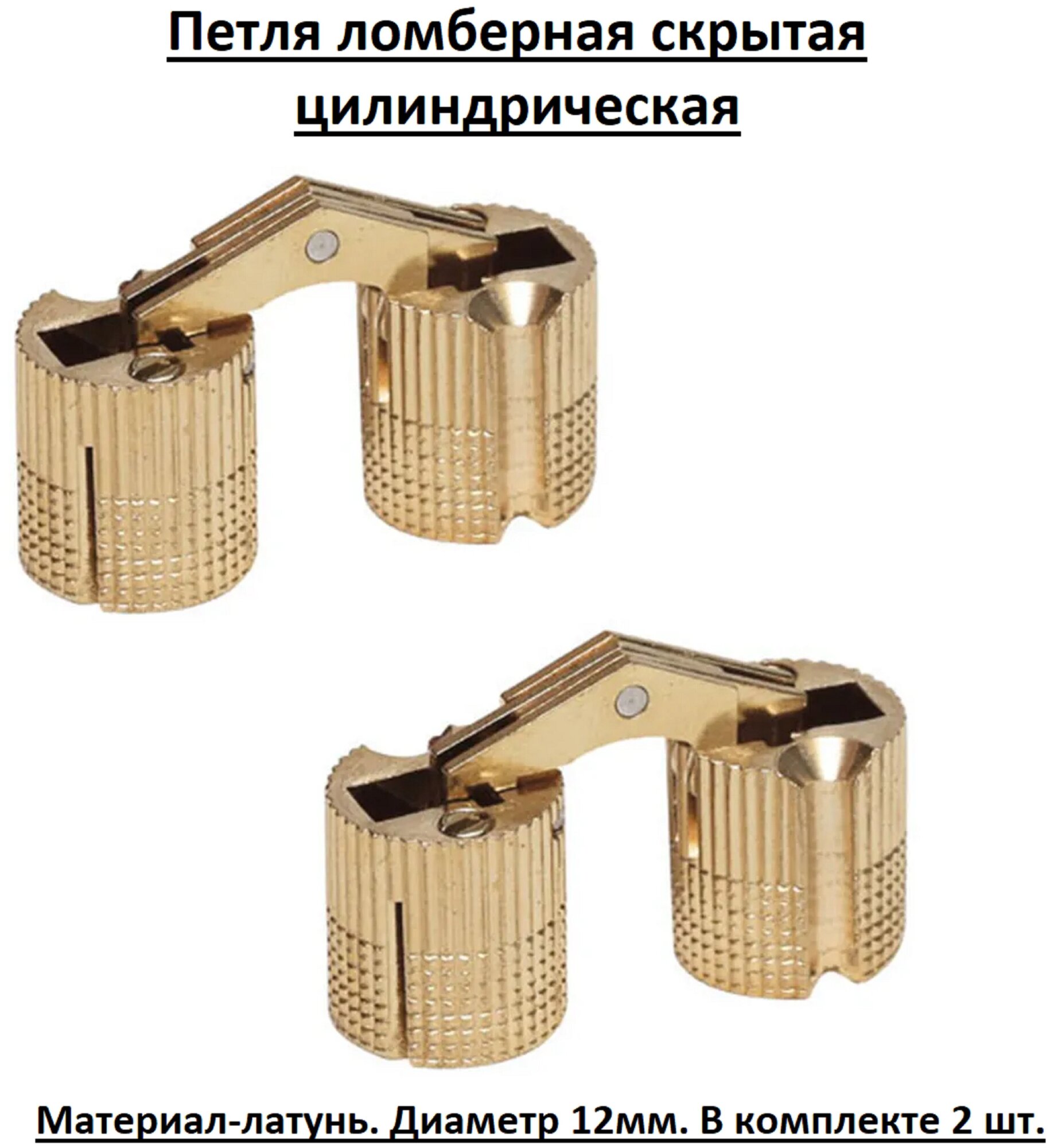 Петля скрытая цилиндрическая ломберная латунь диаметр 12 мм в комплекте 2 шт.