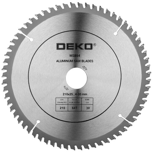 Диск пильный по алюминию DEKO MSB64 (210x25,4-30 мм; 64T)