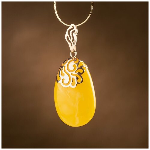 Подвеска Amberprofi, желтое золото, 585 проба, янтарь винтажный серебряный кулон с уникальным природным янтарем