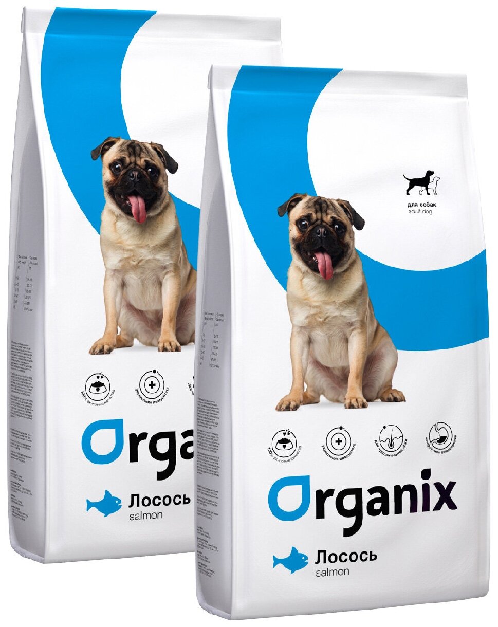 ORGANIX ADULT DOG SALMON монобелковый для взрослых собак всех пород при аллергии с лососем (2,5 + 2,5 кг)
