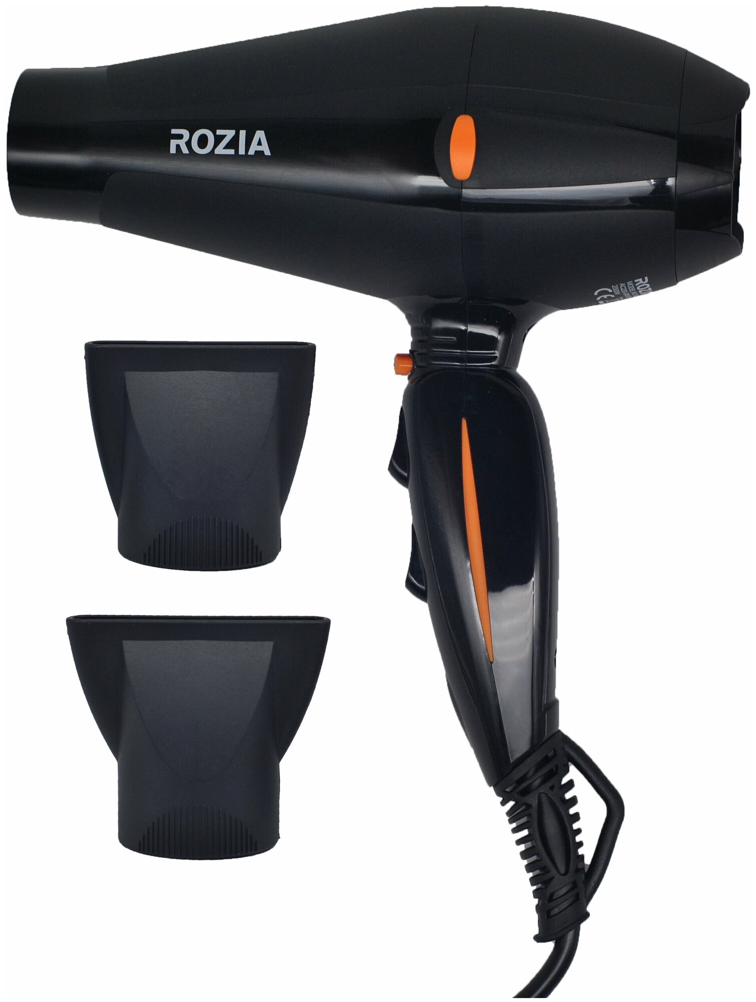 Профессиональный фен Rozia Pro,Фен для волос,уход,подача холодного воздуха,для сушки,RoziaPro ,набор,2 насадки - фотография № 2