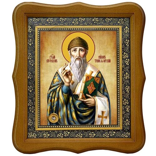 Спиридон Тримифунтский святитель. Икона с ладаном, освященном на святых мощах. о святых мощах