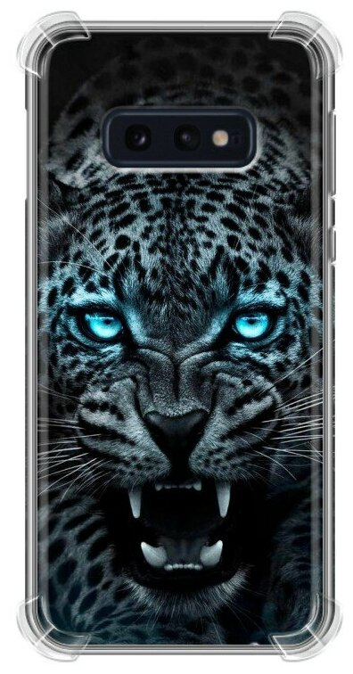 Дизайнерский силиконовый с усиленными углами чехол для Самсунг S10E / Samsung Galaxy S10e Темный леопард
