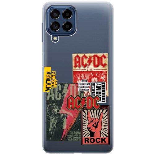 Силиконовый чехол с принтом AC/DC Stickers для Samsung Galaxy M53 5G / Самсунг М53 5г силиконовый чехол с принтом hippie stickers для samsung galaxy m53 5g самсунг м53 5г