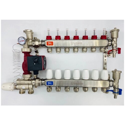 Комплект для водяного теплого пола с насосом до 40 м² ViEiR: Коллектор на 2 контура комплект для водяного теплого пола до 40 кв м коллектор 2 контура