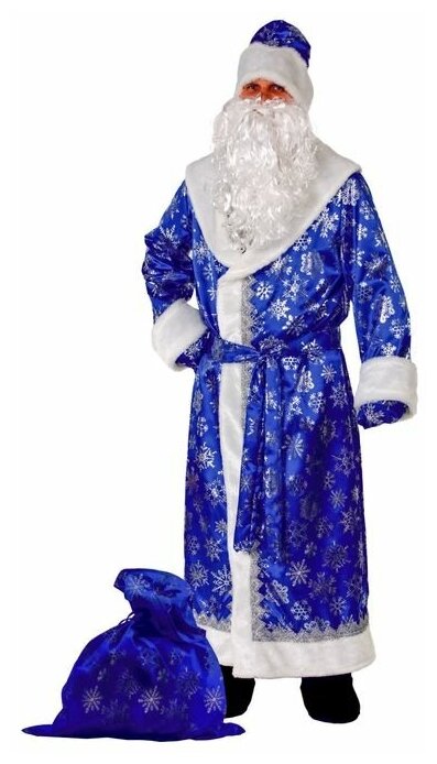 Карнавальный костюм «Дед Мороз», сатин, р. 54-56, цвет синий