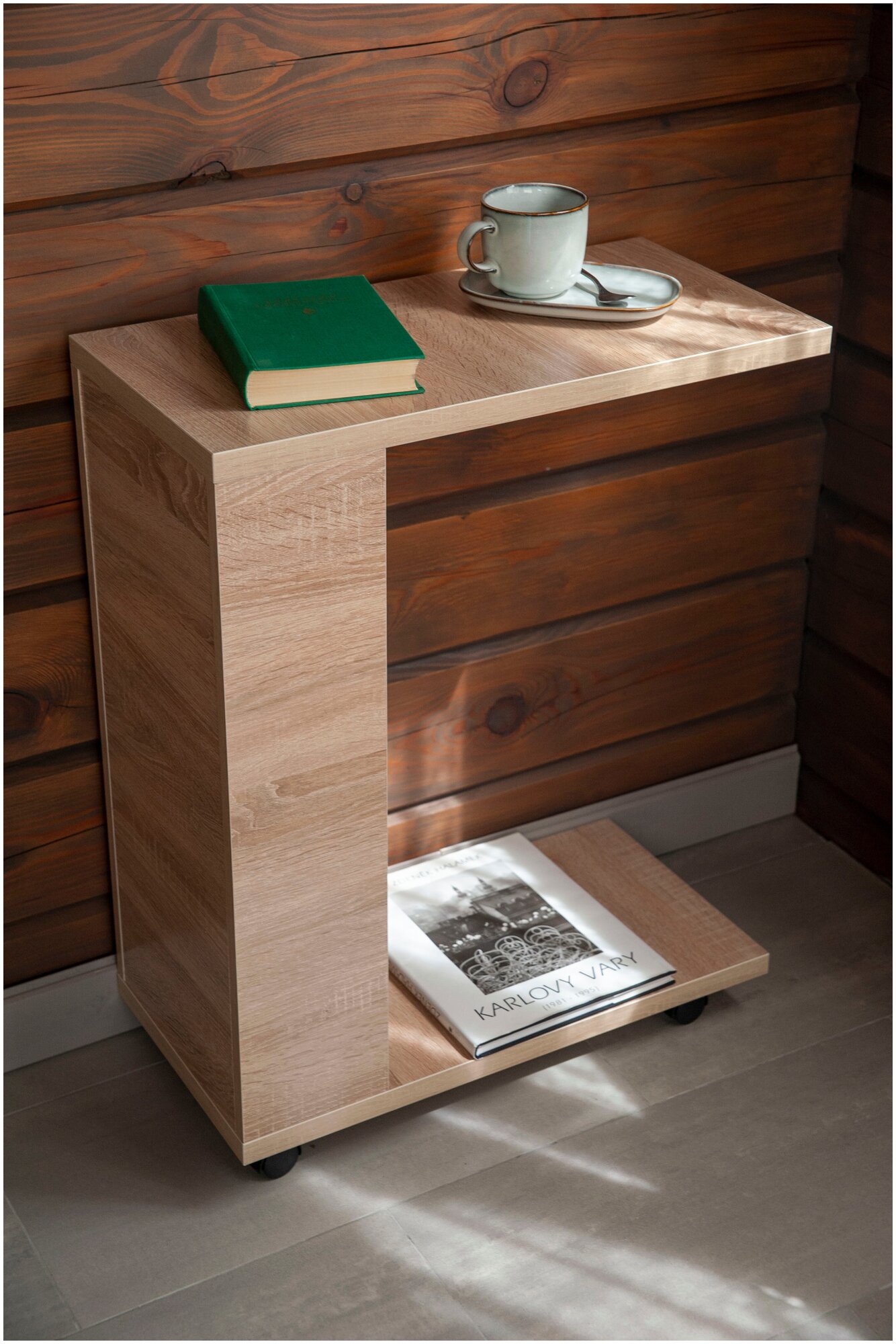 Журнальный приставной придиванный столик на колесиках Hesby Coffe 9 дуб сонома - фотография № 7