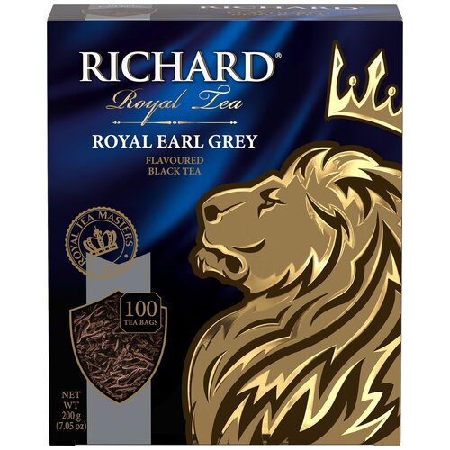 Чай черный Richard Royal earl grey в пакетиках, 100 пак.