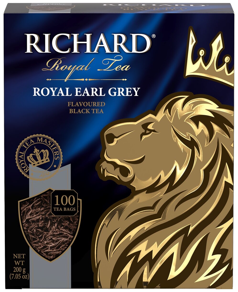 Чай Richard "Royal Earl Grey", черный с бергамотом, 100 пакетиков