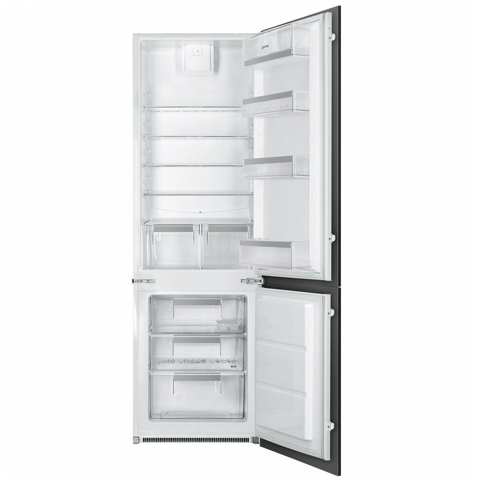 Встраиваемые холодильники SMEG/ 1772 х 548 х 549 мм, объем камер 195+72л, нижняя морозильная камера, скользящие направляющие - фотография № 2