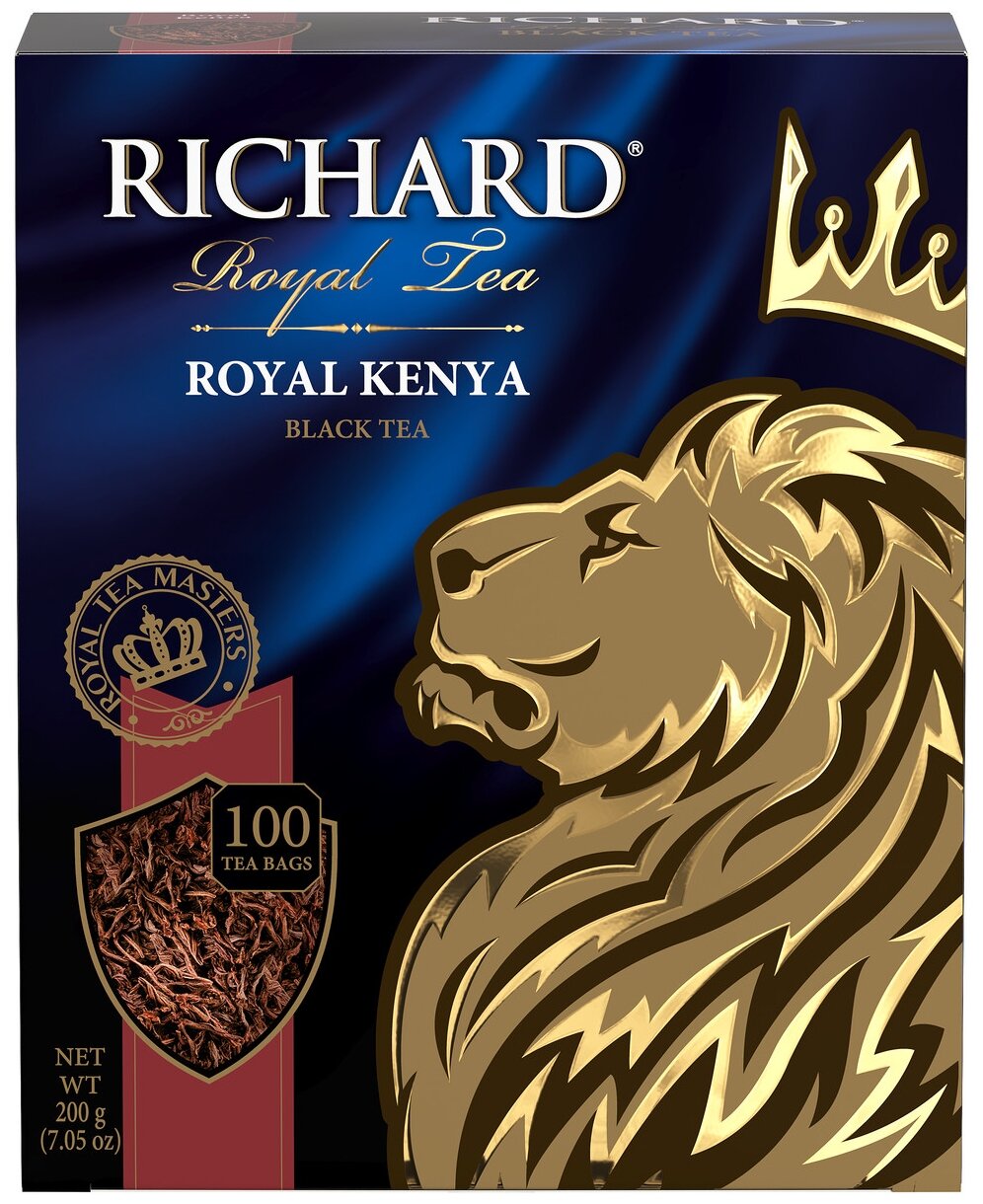 Чай Richard "Royal Kenya", черный, 100 пакетиков по 2г - фотография № 2