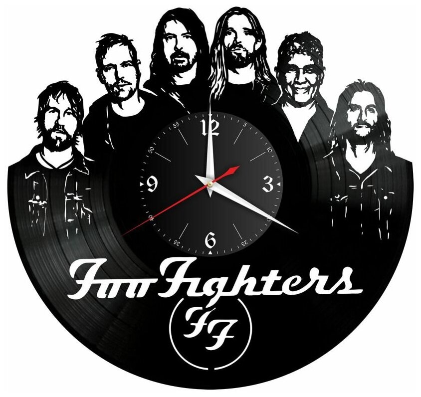 Часы из винила Redlaser "группа Foo Fighters, FF, Фу Файтерз" VW-12003