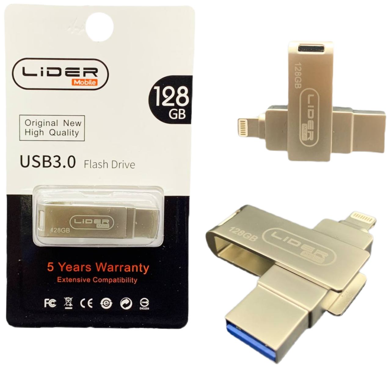 LIDER mobile HIGH-SPEED /USB Флешка для айфона / iDrive / Металлическая /USB Флеш-накопитель 128 gb