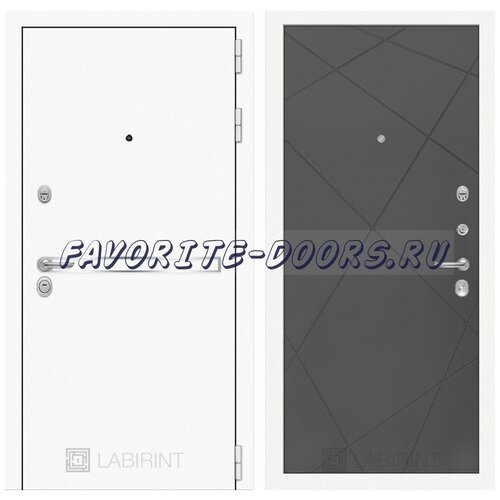 Дверь Лабиринт Лайн WHITE 24 - Графит софт металлическая (Сторона открывания: Правая, Размер короба - 880*2050мм)