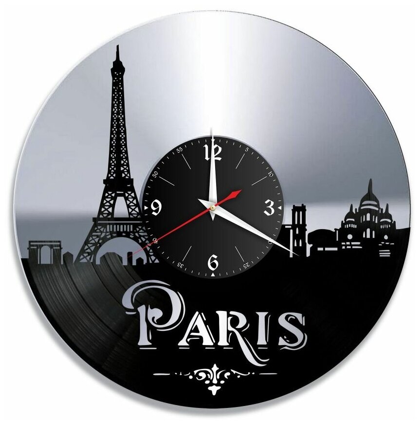 Часы из винила Redlaser "город Париж, Paris, эйфелева башня, Франция" VW-10481-2
