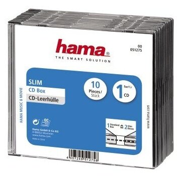 Коробка Hama на 1CD/DVD H-51275 прозрачный (упак:10шт) 00051275